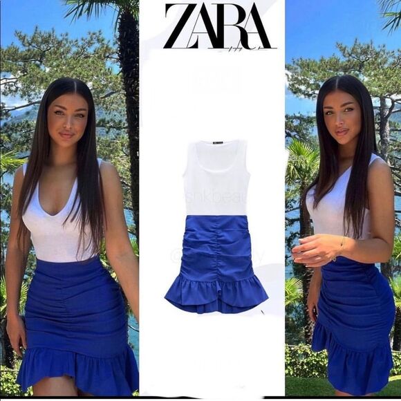 ZARA RUCHED MINI SKIRT - Picture 1 of 5